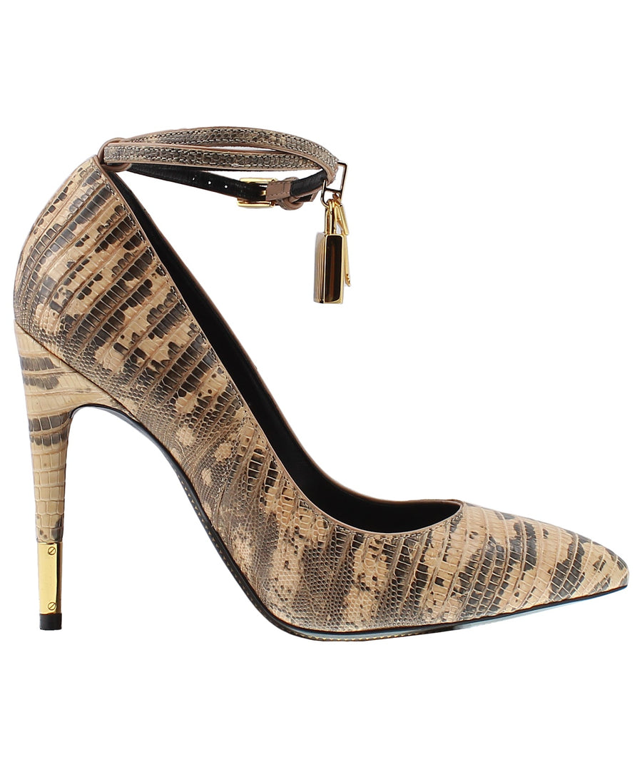 TOM FORD Python Leather Padlock Charm Pumps W2030T-TEJ