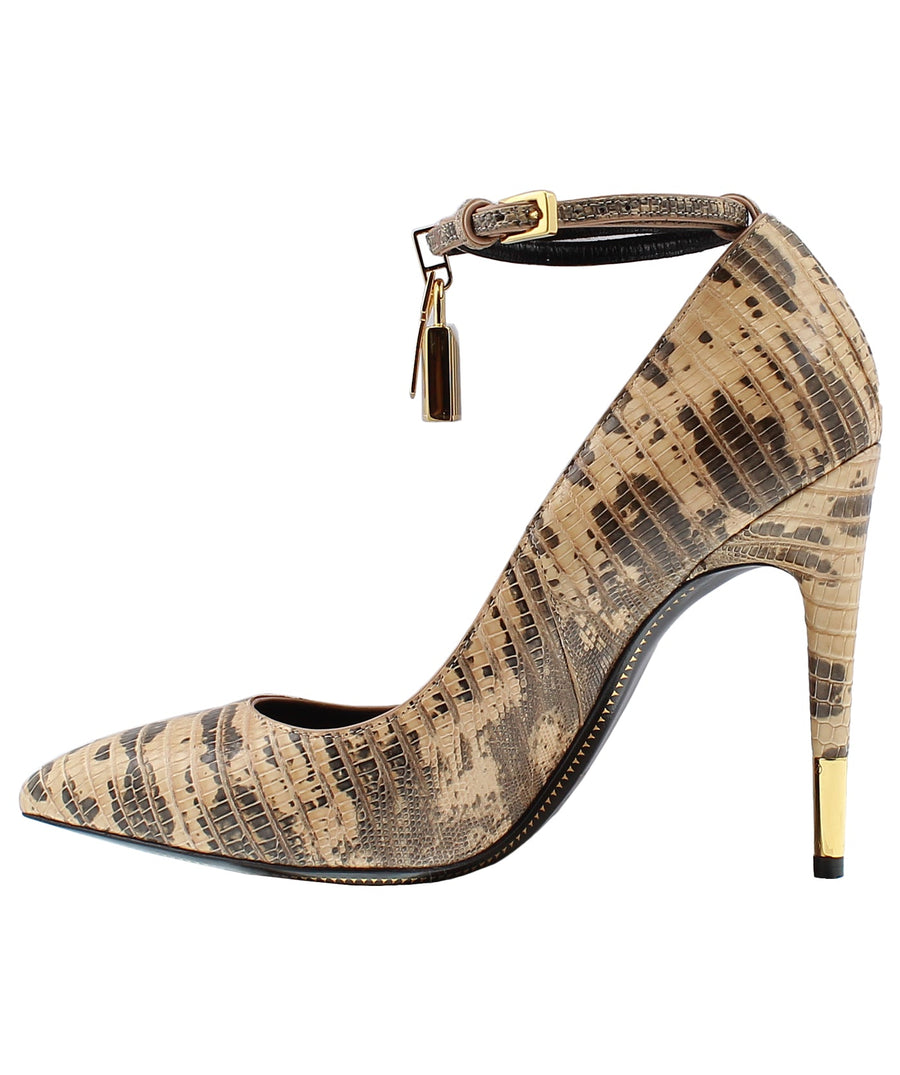 TOM FORD Python Leather Padlock Charm Pumps W2030T-TEJ