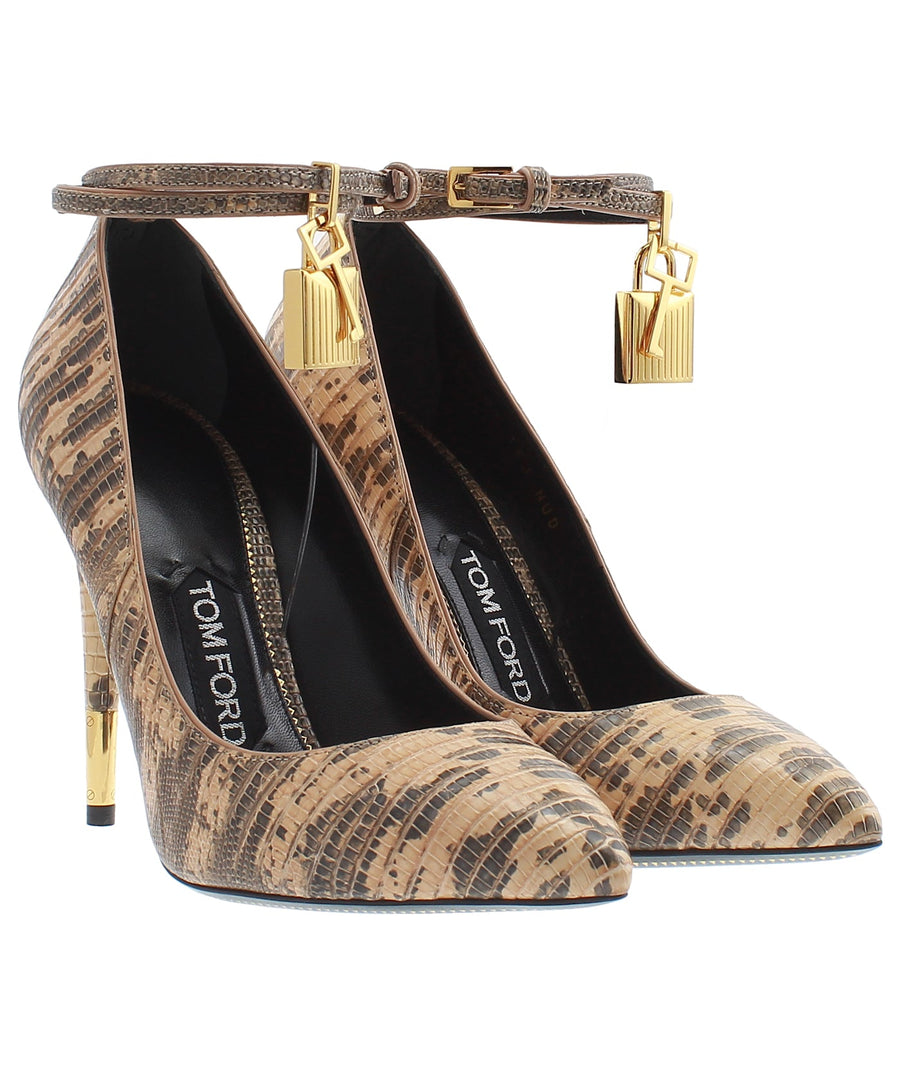 TOM FORD Python Leather Padlock Charm Pumps W2030T-TEJ