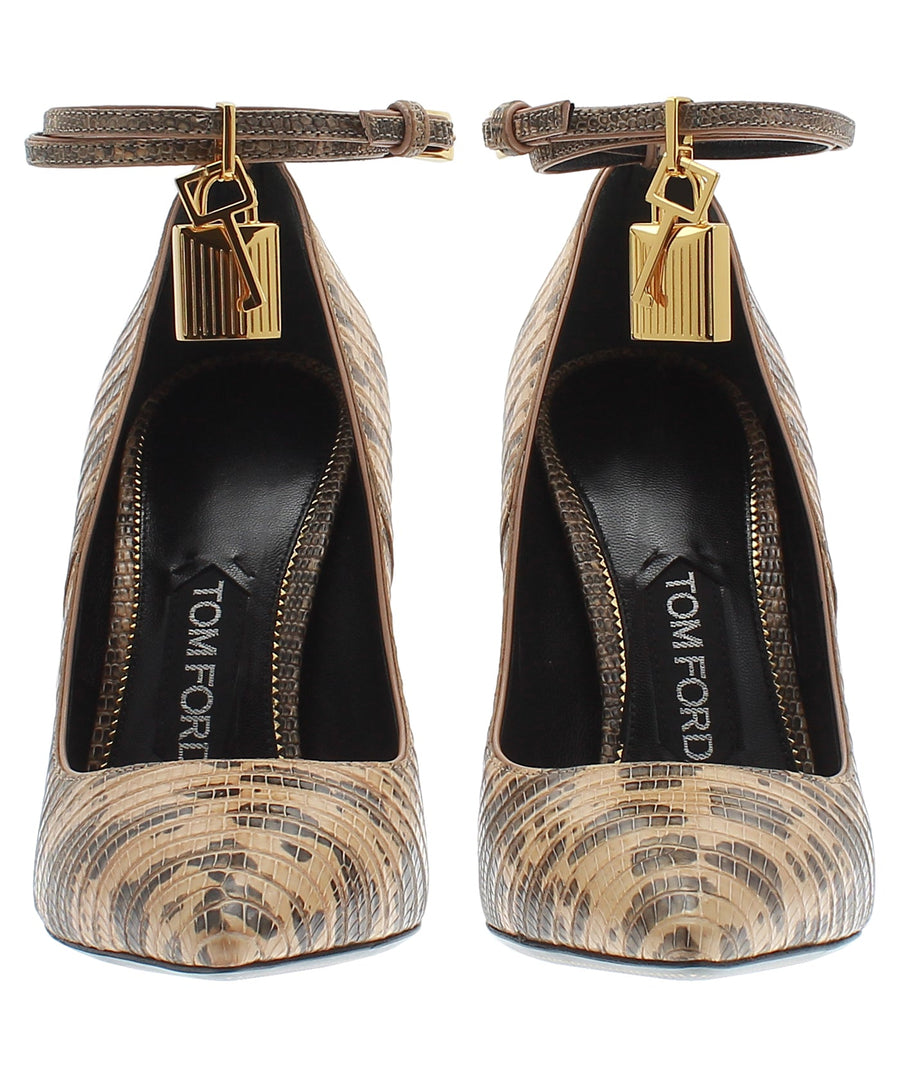 TOM FORD Python Leather Padlock Charm Pumps W2030T-TEJ