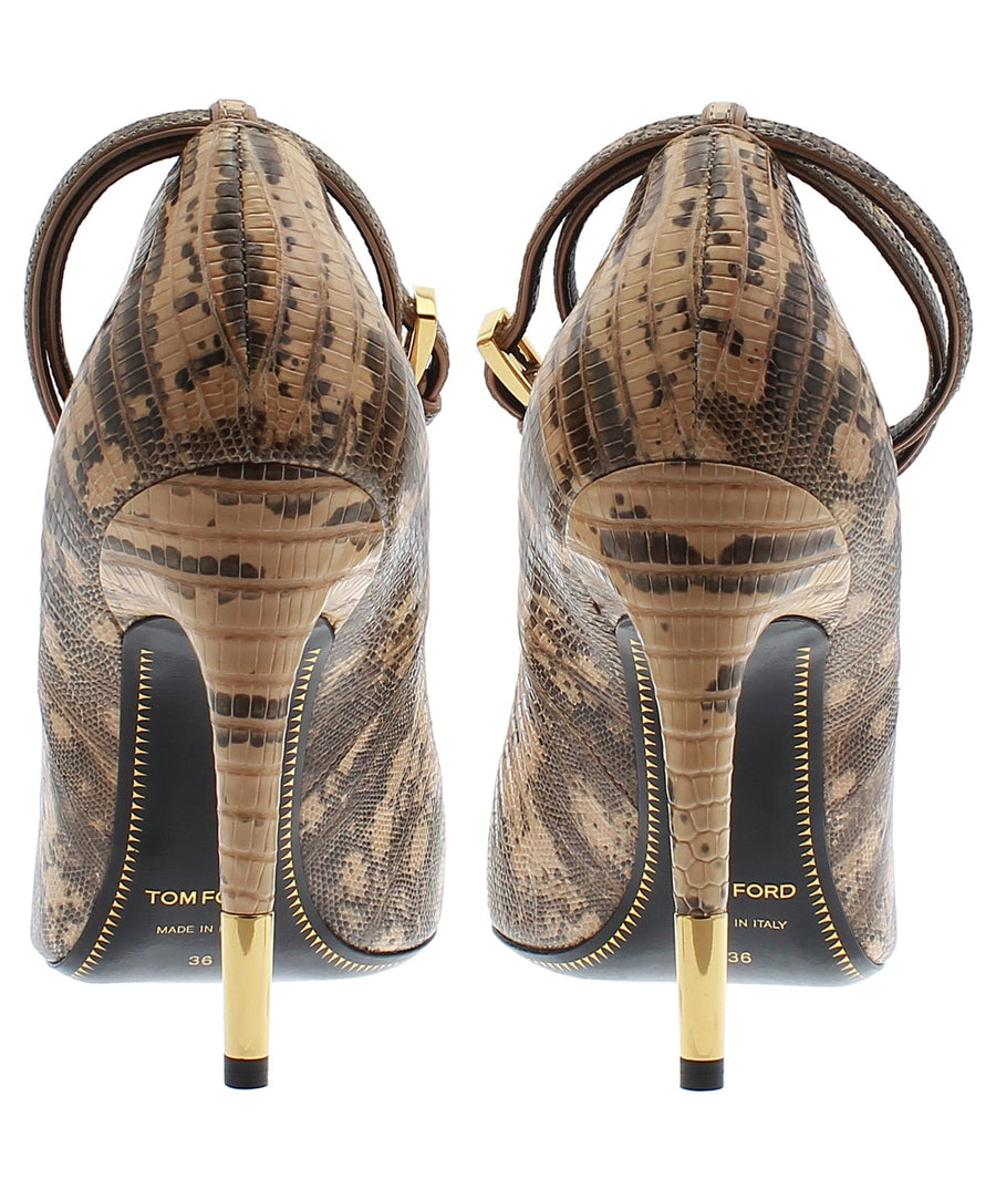 TOM FORD Python Leather Padlock Charm Pumps W2030T-TEJ