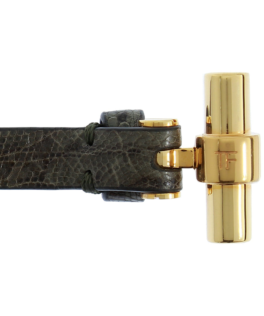 TOM FORD  Lizard Leather Triple Wrap T Bracelet JW0760-TEJBR