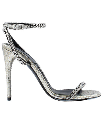 TOM FORD Chain Embellished Ankle Strap Python Leather Sandals W2187S-PTF