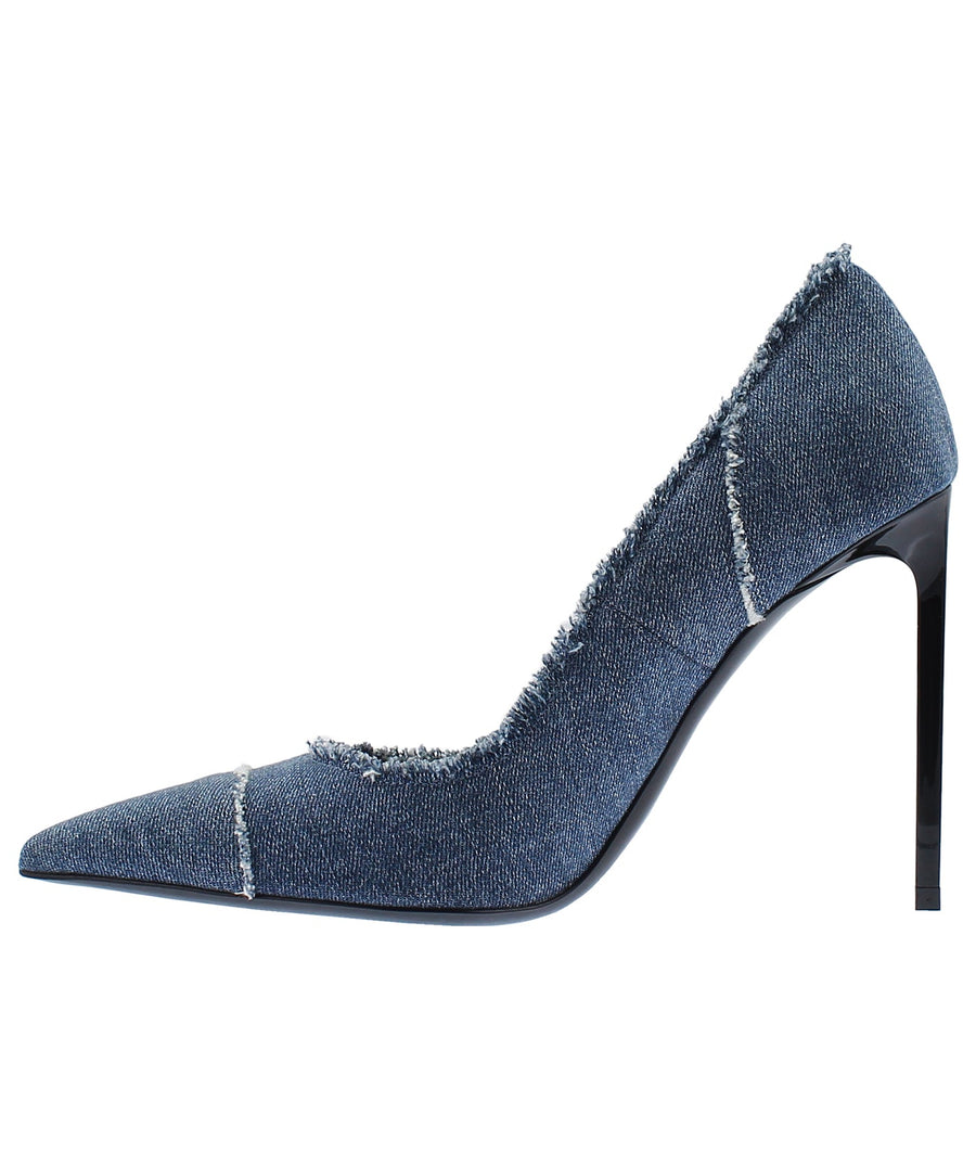 TOM FORD Pointed Frayed Denim Pumps W2200L-DES