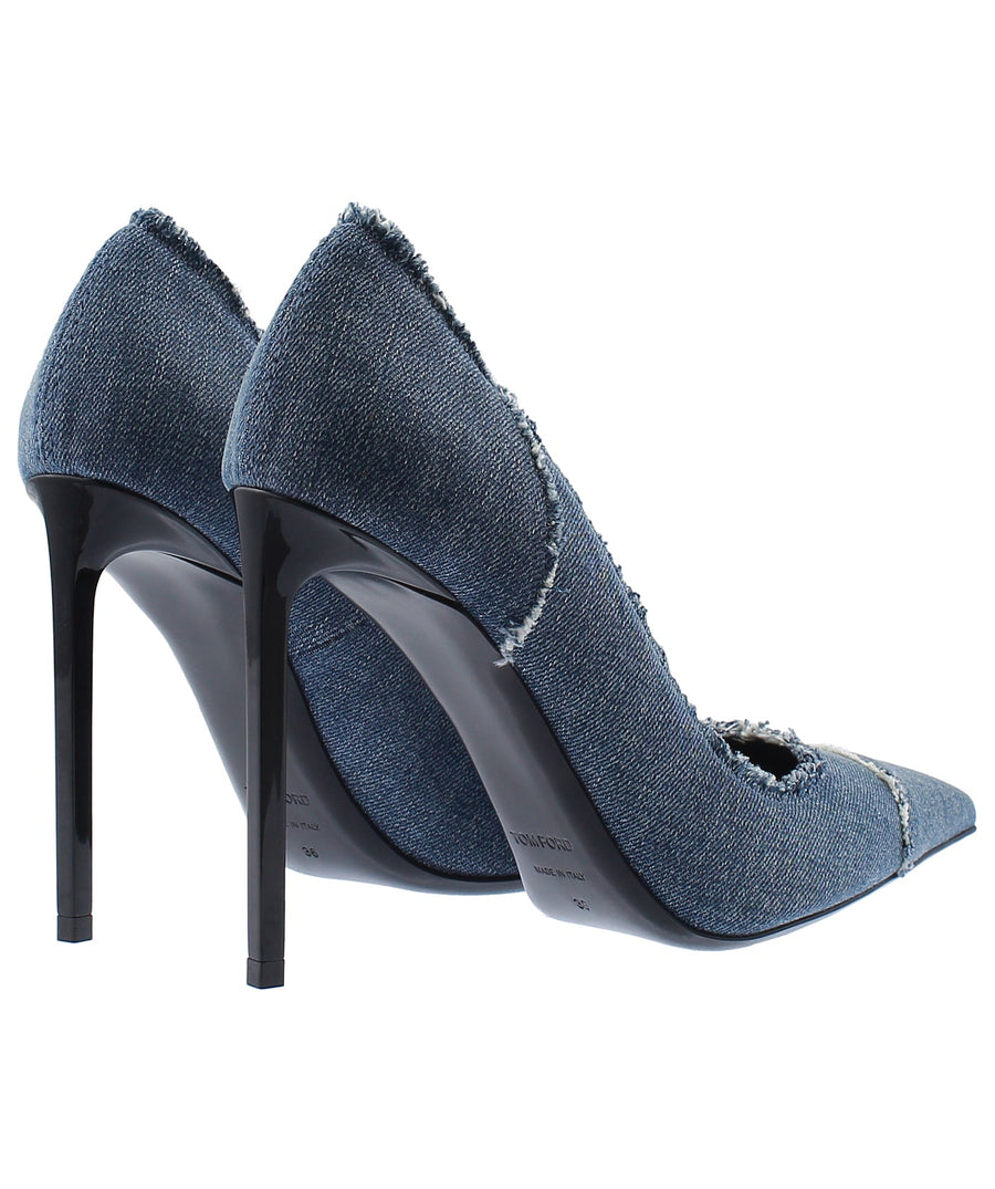 TOM FORD Pointed Frayed Denim Pumps W2200L-DES