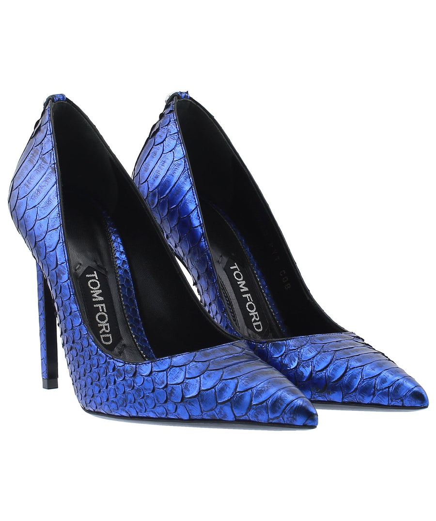 TOM FORD Classic T-Screw Pointed Python Leather Pumps W2222D-PYT