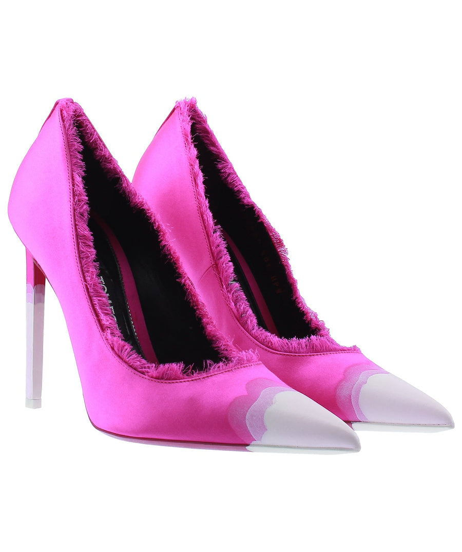 TOM FORD Pointed Frayed Satin Leather Pumps W2242T-SDY