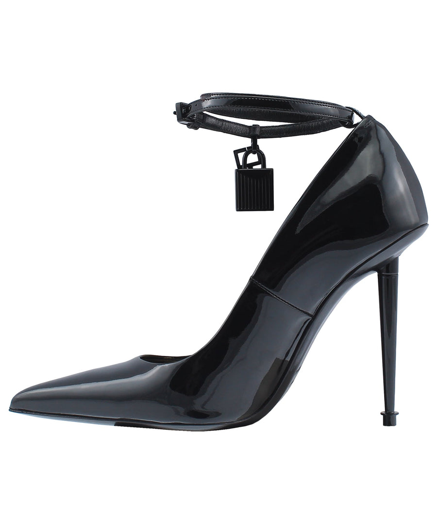 TOM FORD Lacquered Patent Leather Padlock Pumps W2271L-PTN