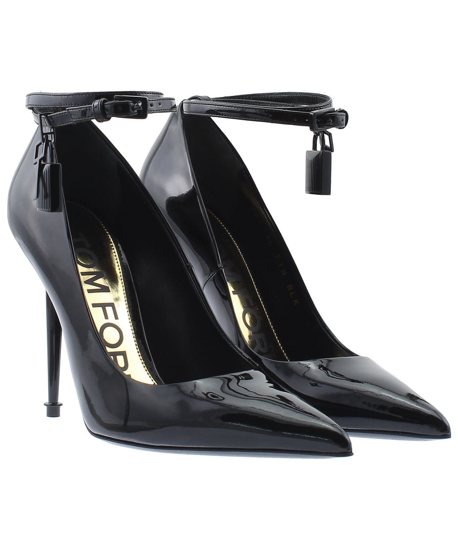 TOM FORD Lacquered Patent Leather Padlock Pumps W2271L-PTN