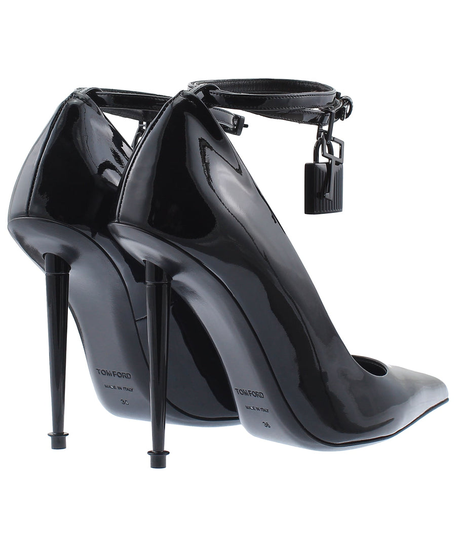 TOM FORD Lacquered Patent Leather Padlock Pumps W2271L-PTN