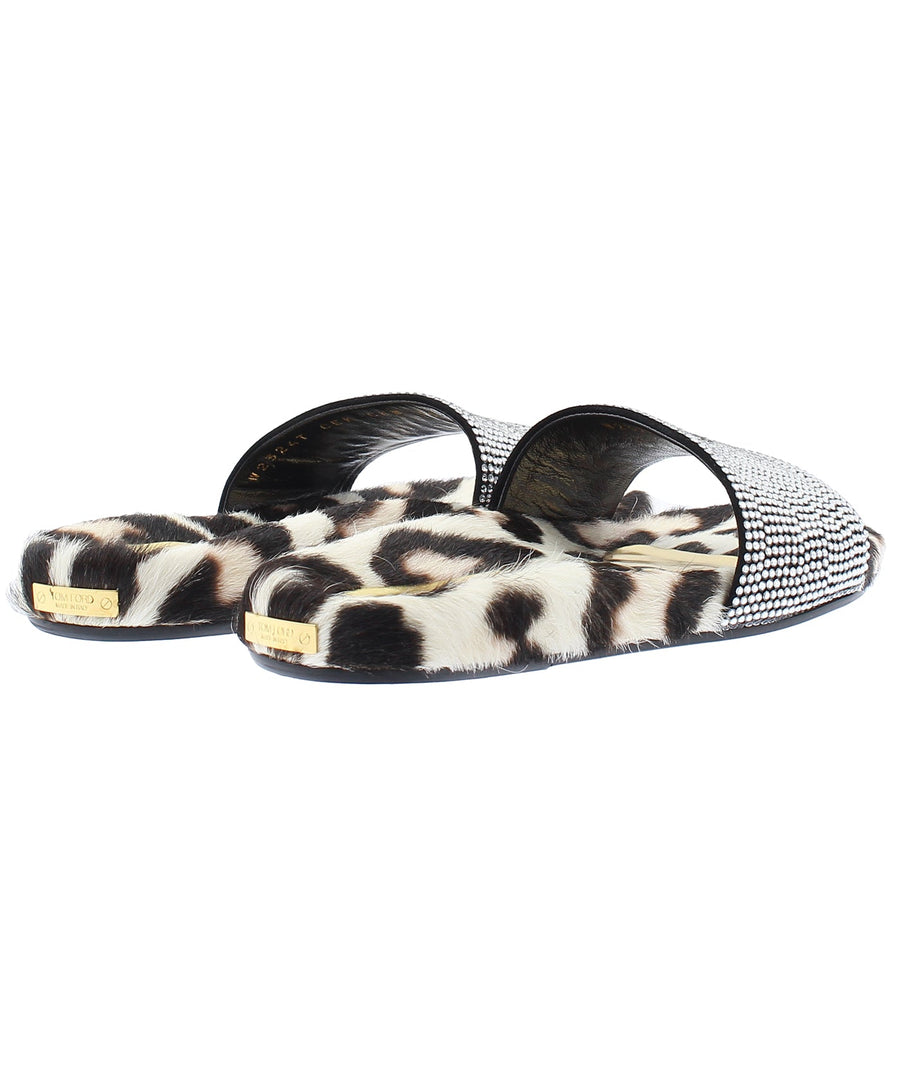 TOM FORD Crystal Embellished Fur Slides W2324T-CEK