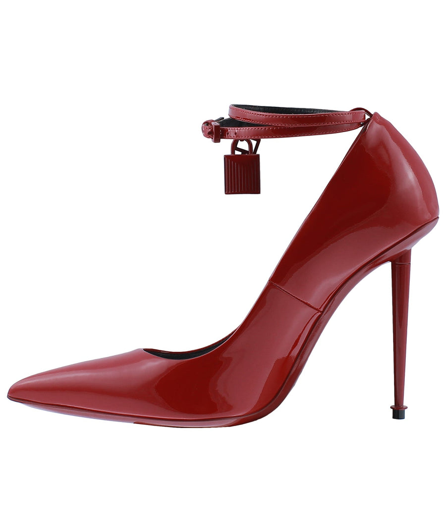 TOM FORD Lacquered Patent Leather Padlock Pumps W2271L-PTN