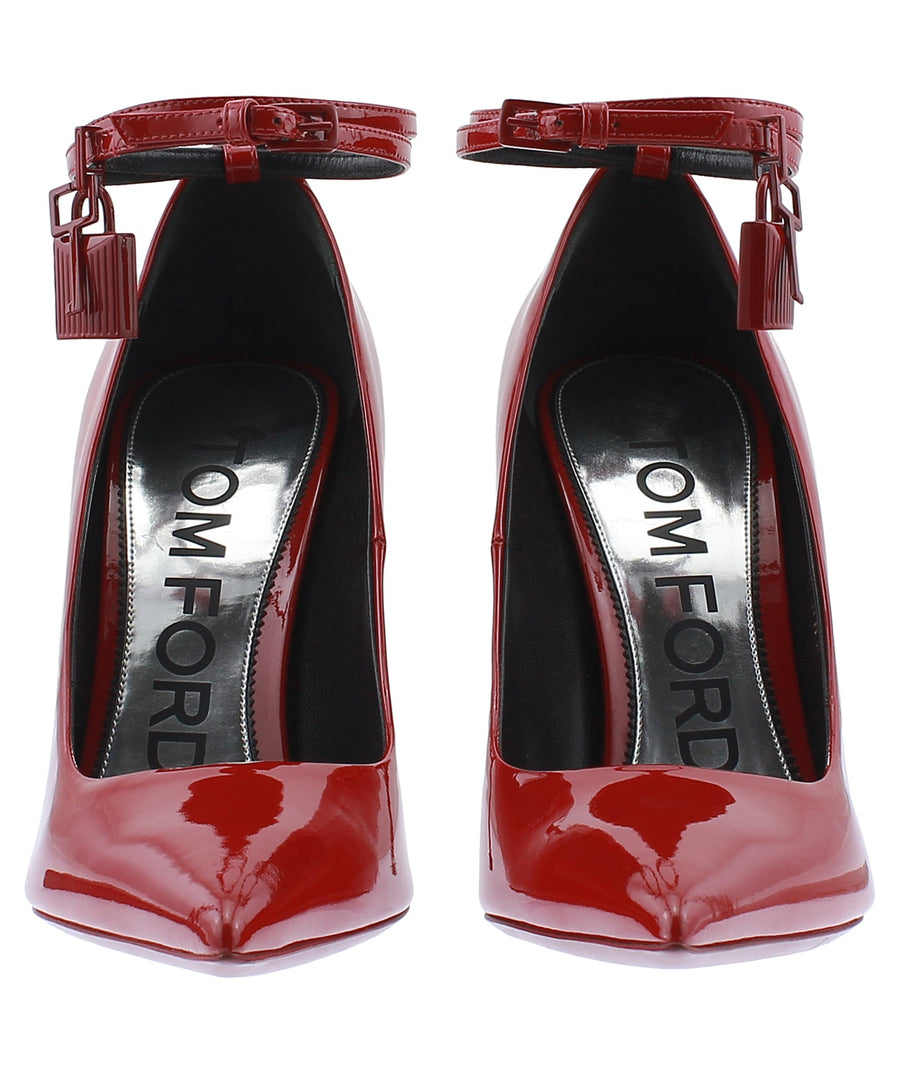 TOM FORD Lacquered Patent Leather Padlock Pumps W2271L-PTN