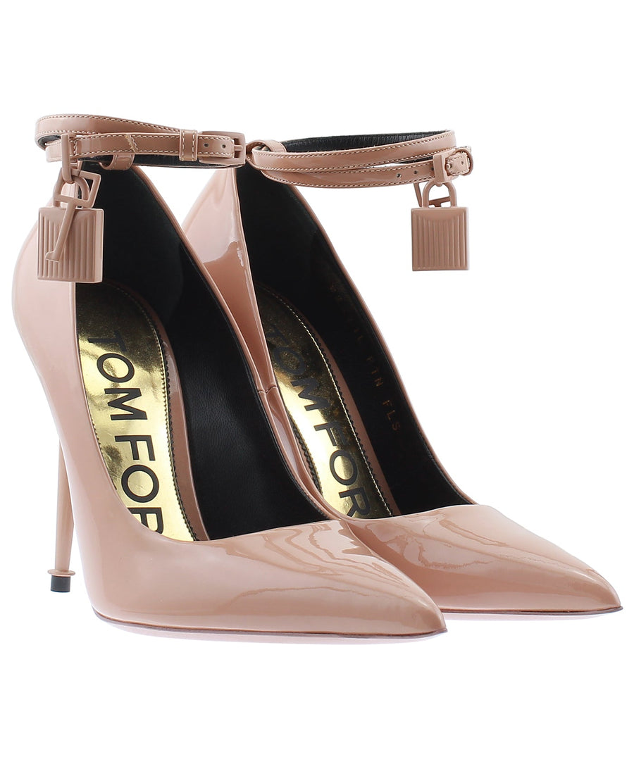 TOM FORD Lacquered Patent Leather Padlock Pumps W2271L-PTN