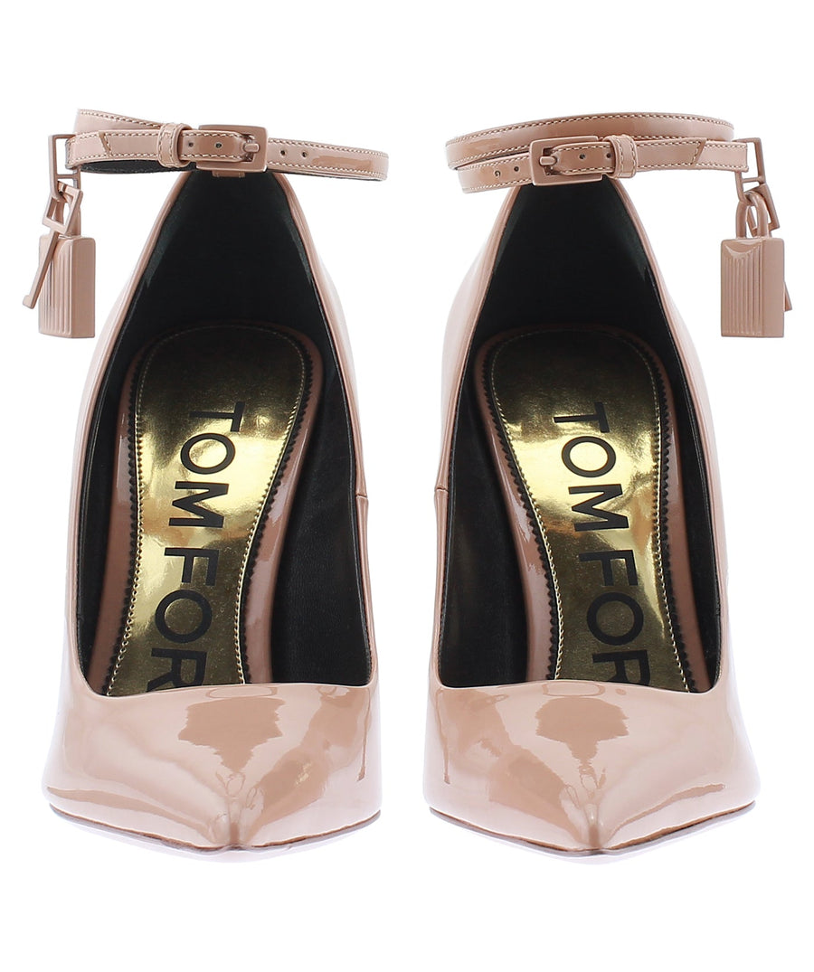 TOM FORD Lacquered Patent Leather Padlock Pumps W2271L-PTN