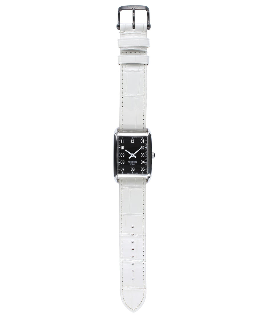 TOM FORD  001 Rectangular Watch TFS002 Alligator Strap TFT001-001/TFS002-016-02