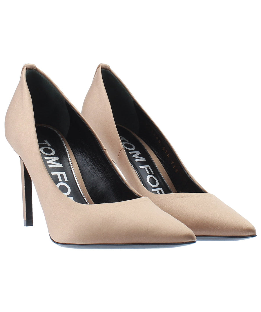 TOM FORD Classic T-Screw Pointed Satin Pumps W2326S-STA