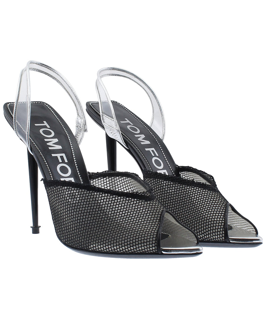 TOM FORD Slingback Mesh Leather Sandals W2395L-NLH