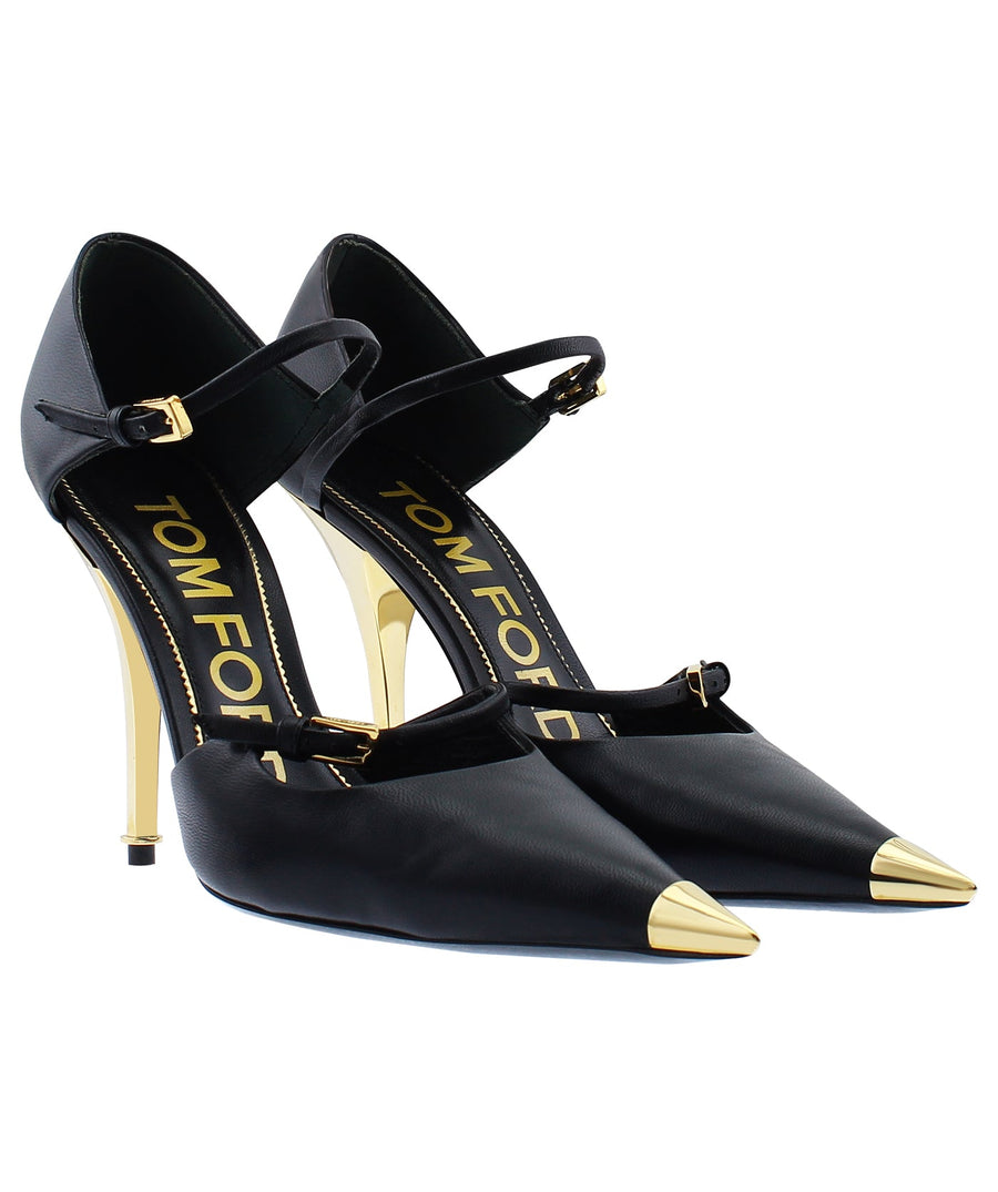 TOM FORD Double Strap Mary Jane Leather Pumps W2445T-NPM