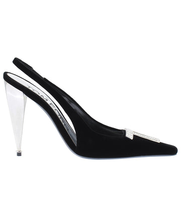 TOM FORD Crystal Logo Velvet Slingback Pumps W2411S-VLT