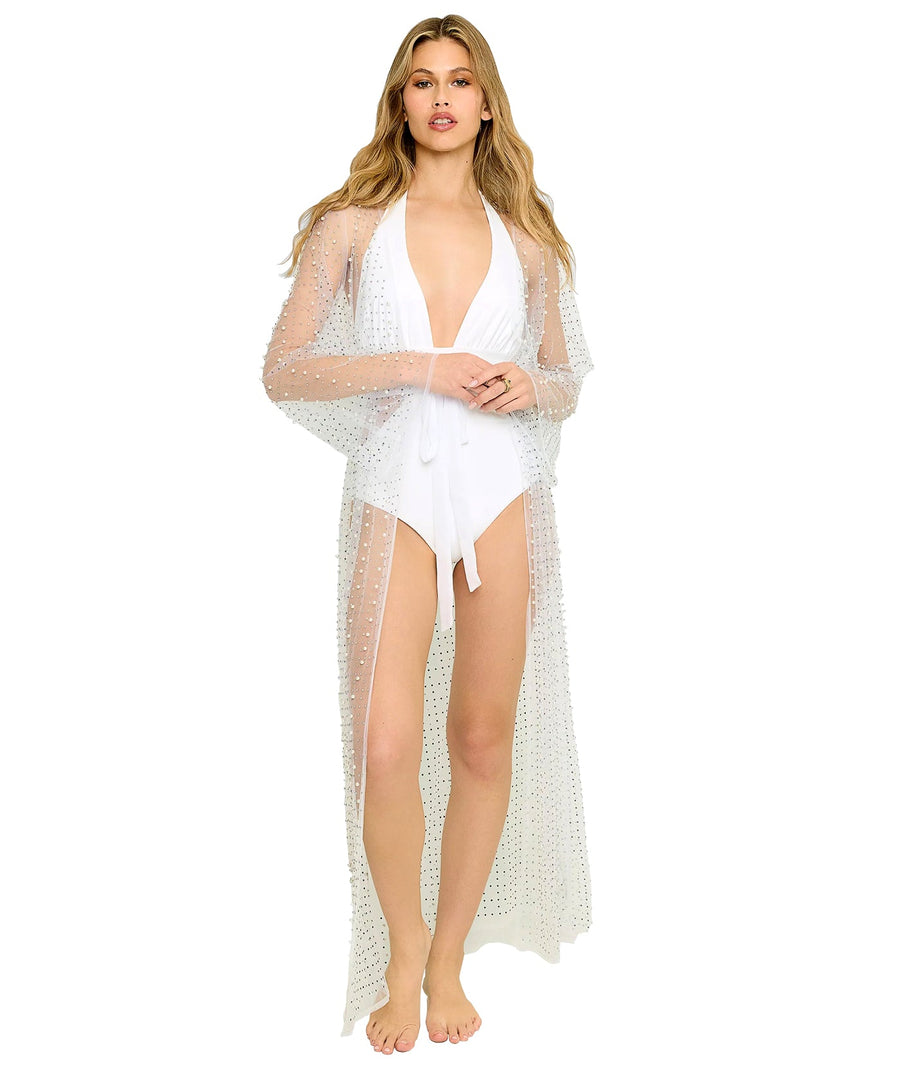 BEACH BUNNY Late Nights Pearl Mesh Cardigan HGJ2856-BB