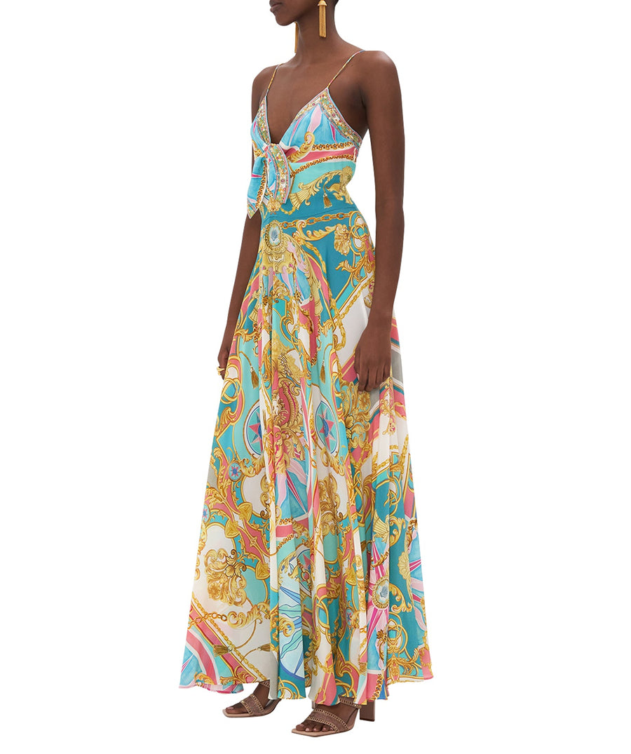 CAMILLA Sail Away With Me Long Dress With Tie Front 00026037