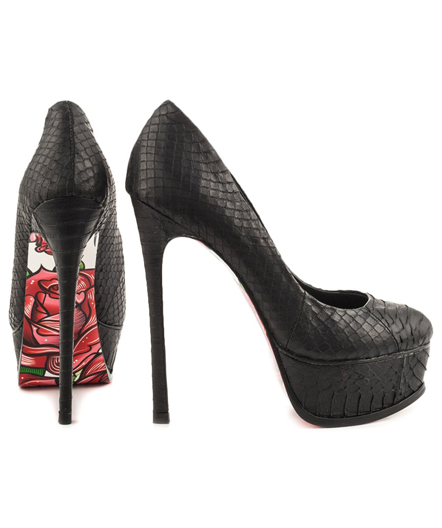 TAYLOR SAYS  Rozay Snake Printed Leather Platforms 100TLRROZAY